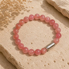 "Premium natural Strawberry Quartz Stone Bracelet with polished gemstone beads, crafted for elegance, beauty, and positive energy."
