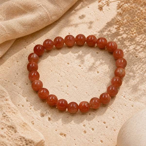 "Premium natural Sunstone Bracelet with polished gemstone beads, crafted for elegance, beauty, and positive energy."