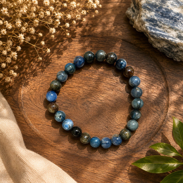 "Premium natural Kyanite Stone Bracelet with polished gemstone beads, crafted for elegance, beauty, and positive energy."
