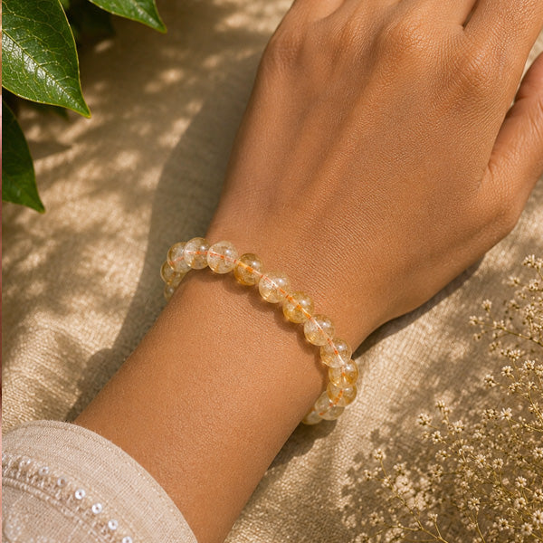 "Premium natural Citrine Stone Bracelet with polished gemstone beads, crafted for elegance, beauty, and positive energy."