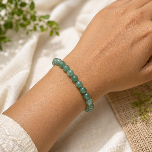 "Premium natural Green Aventurine Stone Bracelet with polished gemstone beads, crafted for elegance, beauty, and positive energy."