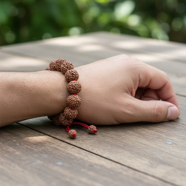 7 Mukhi Rudraksha Bracelet with 12 Genuine Nepali Beads - Government Lab Certified | Sanklp