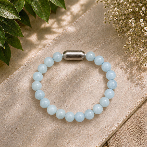 "Premium natural Aquamarine Stone Bracelet with polished gemstone beads, crafted for elegance, beauty, and positive energy."