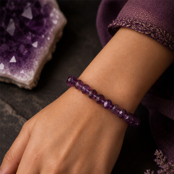 "Premium natural Amethyst Stone Bracelet with polished gemstone beads, crafted for elegance, beauty, and positive energy."