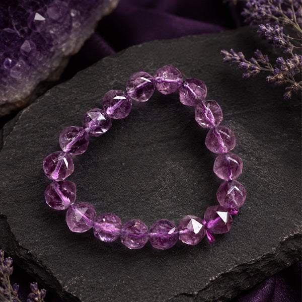 "Premium natural Amethyst Stone Bracelet with polished gemstone beads, crafted for elegance, beauty, and positive energy."