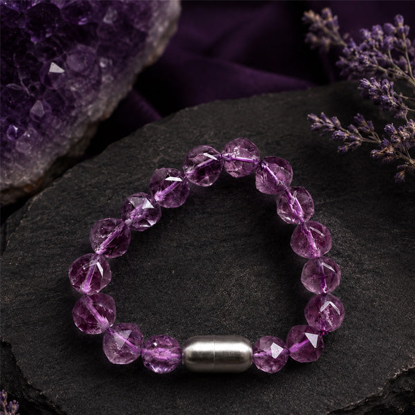"Premium natural Amethyst Stone Bracelet with polished gemstone beads, crafted for elegance, beauty, and positive energy."