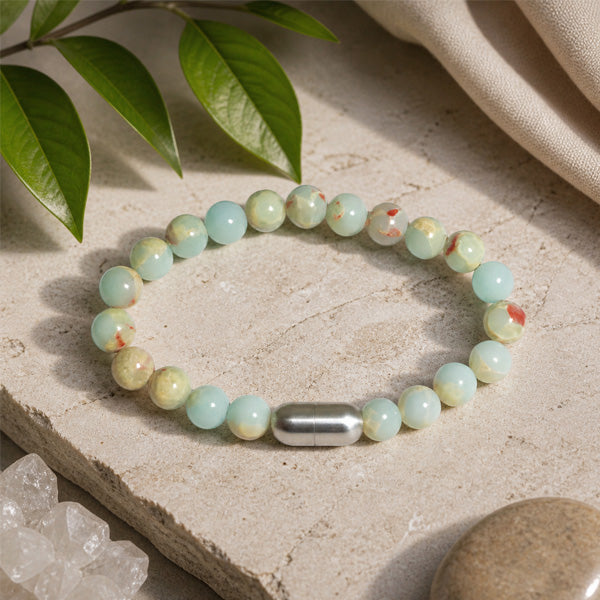 "Premium natural Caribbean Calcite Stone Bracelet with polished gemstone beads, crafted for elegance, beauty, and positive energy."