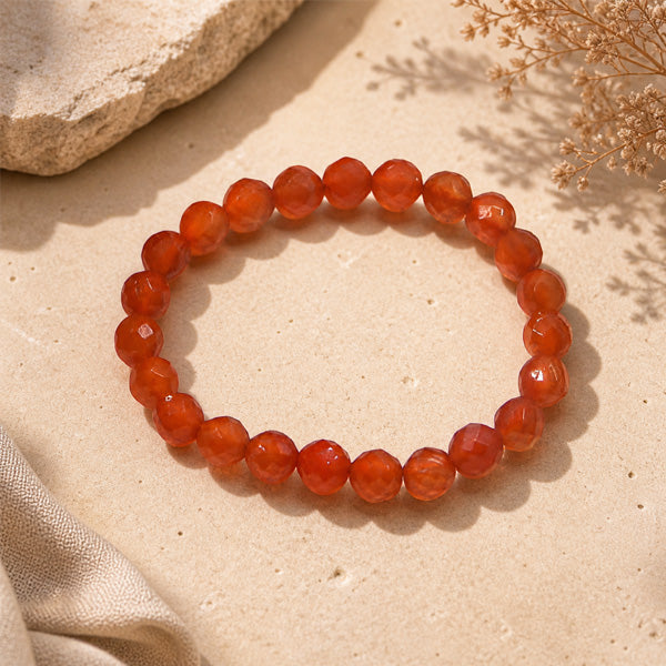 "Premium natural Carnelian Stone Bracelet with polished gemstone beads, crafted for elegance, beauty, and positive energy."