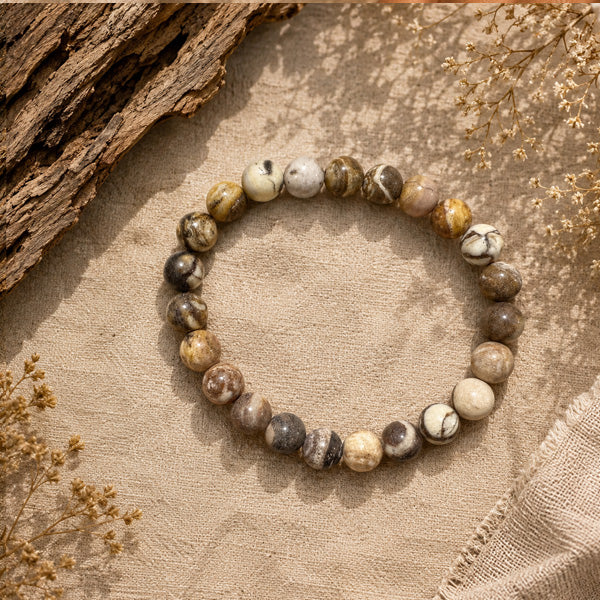 "Premium natural Picture Jasper Stone Bracelet with polished gemstone beads, crafted for elegance, beauty, and positive energy."