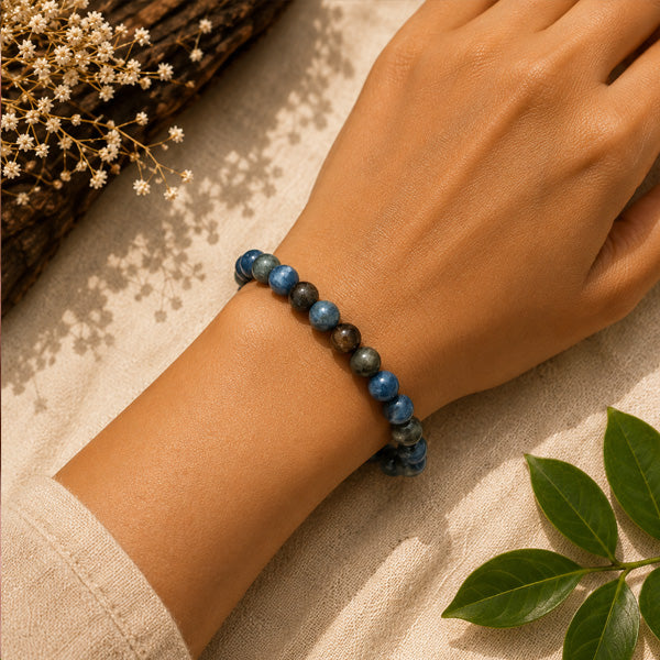 "Premium natural Kyanite Stone Bracelet with polished gemstone beads, crafted for elegance, beauty, and positive energy."