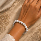 "Premium natural Howlite Stone Bracelet with polished gemstone beads, crafted for elegance, beauty, and positive energy."