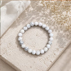 "Premium natural Howlite Stone Bracelet with polished gemstone beads, crafted for elegance, beauty, and positive energy."