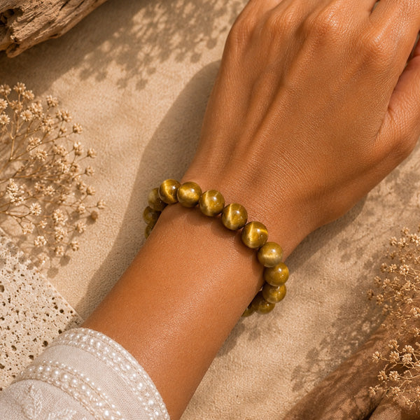 "Premium natural Golden Tiger Eye Stone Bracelet with polished gemstone beads, crafted for elegance, beauty, and positive energy."