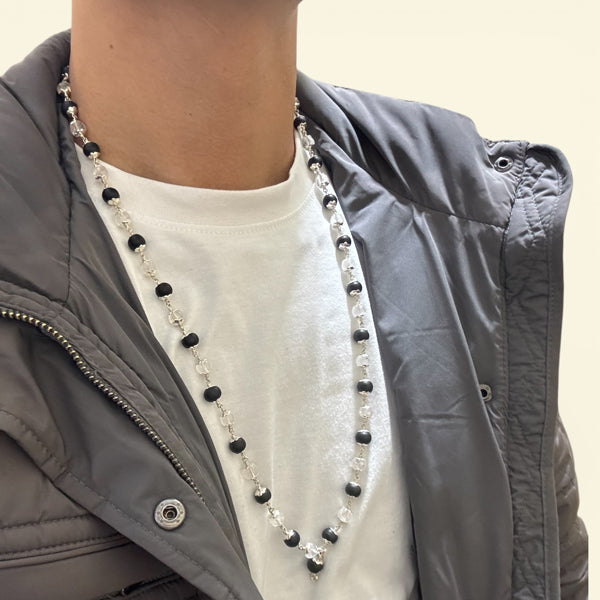 Sphatik & Karungali combo Mala - German Silver