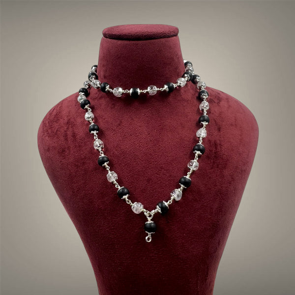 Sphatik & Karungali combo Mala - German Silver