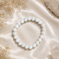 "Premium natural White Moon Stone Bracelet with polished gemstone beads, crafted for elegance, beauty, and positive energy."