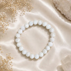 "Premium natural White Moon Stone Bracelet with polished gemstone beads, crafted for elegance, beauty, and positive energy."