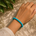 "Premium natural Turquoise (Firoza) Stone Bracelet with polished gemstone beads, crafted for elegance, beauty, and positive energy."