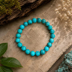 "Premium natural Turquoise (Firoza) Stone Bracelet with polished gemstone beads, crafted for elegance, beauty, and positive energy."
