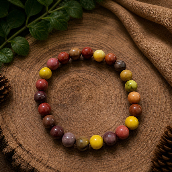 "Premium natural Mookaite Stone Bracelet with polished gemstone beads, crafted for elegance, beauty, and positive energy."