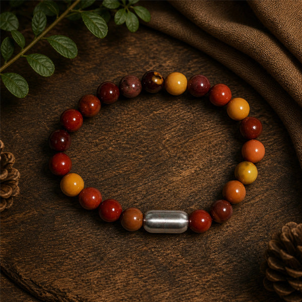 "Premium natural Mookaite Stone Bracelet with polished gemstone beads, crafted for elegance, beauty, and positive energy."