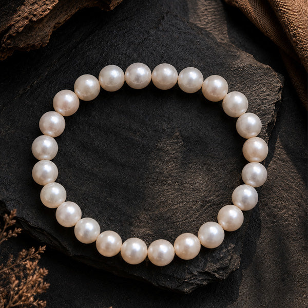 "Premium Pearl (Moti) Bracelet with polished pearl beads, crafted for elegance, beauty, and graceful traditional style."