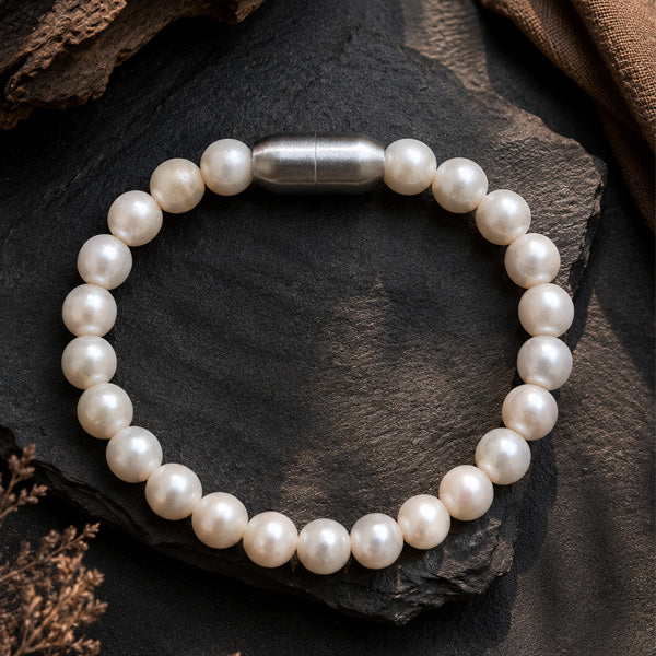 "Premium Pearl (Moti) Bracelet with polished pearl beads, crafted for elegance, beauty, and graceful traditional style."