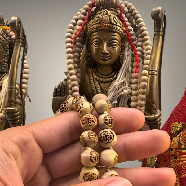 "Premium Ram Naam Tulsi Mala made with sacred Tulsi beads for devotion, spirituality, and traditional elegance."