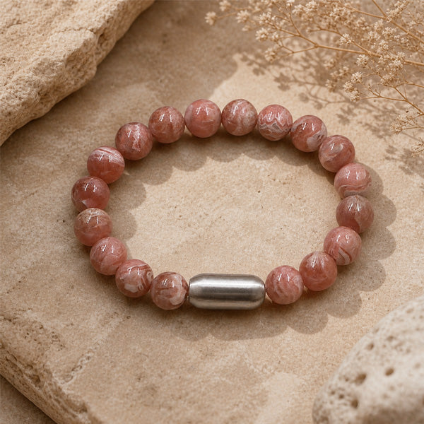 "Premium natural Rhodochrosite Stone Bracelet with polished gemstone beads, crafted for elegance, beauty, and positive energy."