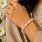 "Premium natural Rose Quartz Stone Bracelet with polished gemstone beads, crafted for elegance, beauty, and positive energy."