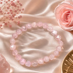 "Premium Diamond Cut Rose Quartz Stone Bracelet with polished faceted gemstone beads, crafted for elegance, beauty, and positive energy."