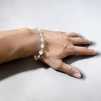 "Premium Sphatik Crystal Bracelet with pure silver, featuring natural crystal beads for elegance, clarity, and positive energy."