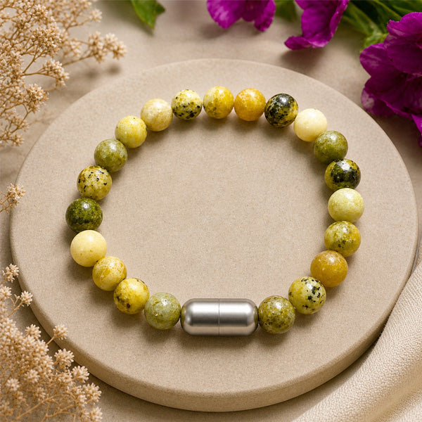 "Premium natural Serpentine Stone Bracelet with polished gemstone beads, crafted for elegance, beauty, and positive energy."