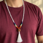 7 Chakra Sphatik mala with 7 Mukhi Guru Bead