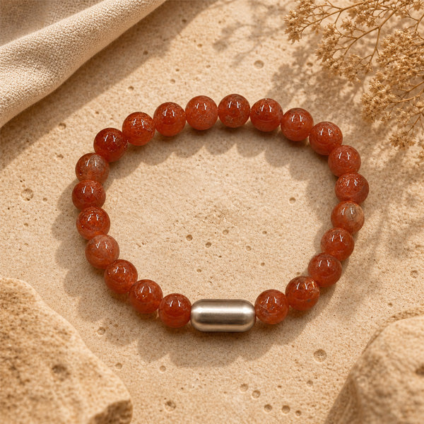 "Premium natural Sunstone Bracelet with polished gemstone beads, crafted for elegance, beauty, and positive energy."