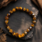 "Premium Diamond Cut Tiger Eye Stone Bracelet with polished faceted gemstone beads, crafted for elegance, beauty, and positive energy."