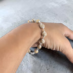 "Premium Clean Bead Tulsi Bracelet with pure silver, made from sacred Tulsi beads for spirituality, devotion, and traditional elegance."